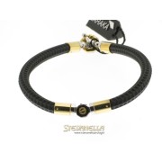 BARAKA' bracciale in oro giallo e bianco 18kt con caucciù referenza BR21040 new